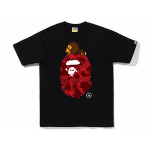 Bape Color Camo Milo On Big Ape Tee Black/Red