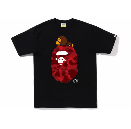 Bape Color Camo Milo On Big Ape Tee Black/Red