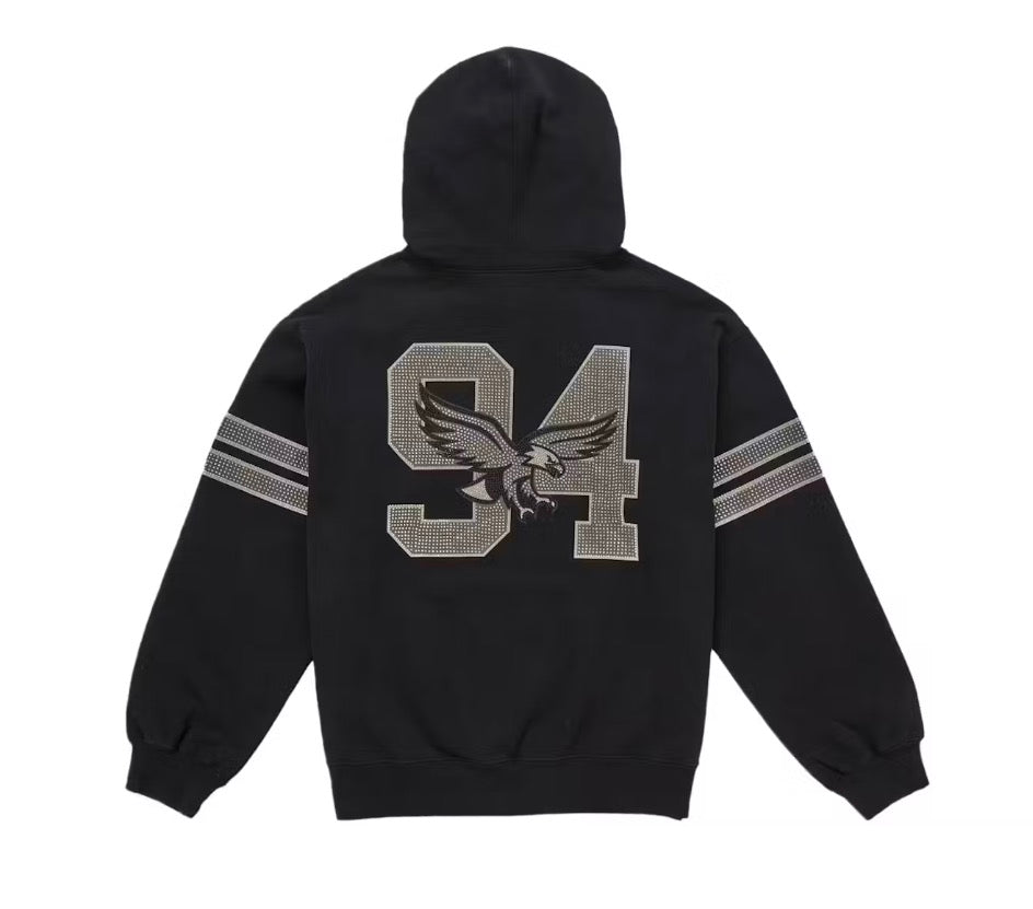 Supreme Rhinestone Eagle Hooded Sweatshirt Black