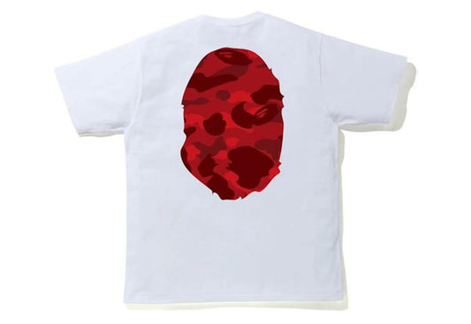 Bape Color Camo Big Ape Head Tee White Red