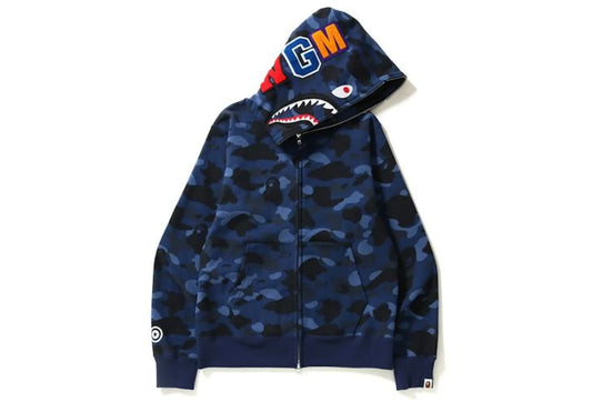 Bape Color Camo Shark Full Zip Hoodie Blue