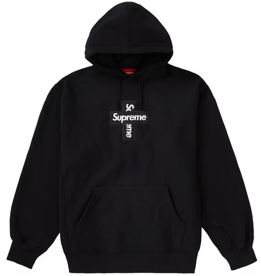 Supreme Cross Box Logo Hooded Sweatshirt Black