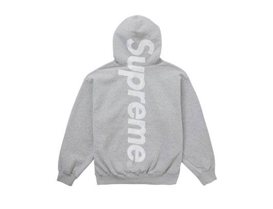 Supreme Satin Appliqué Hooded Sweatshirt Heather Grey