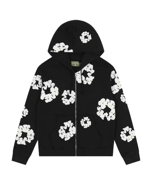 Denim Tears Cotton Wreath Zip Hoodie Black