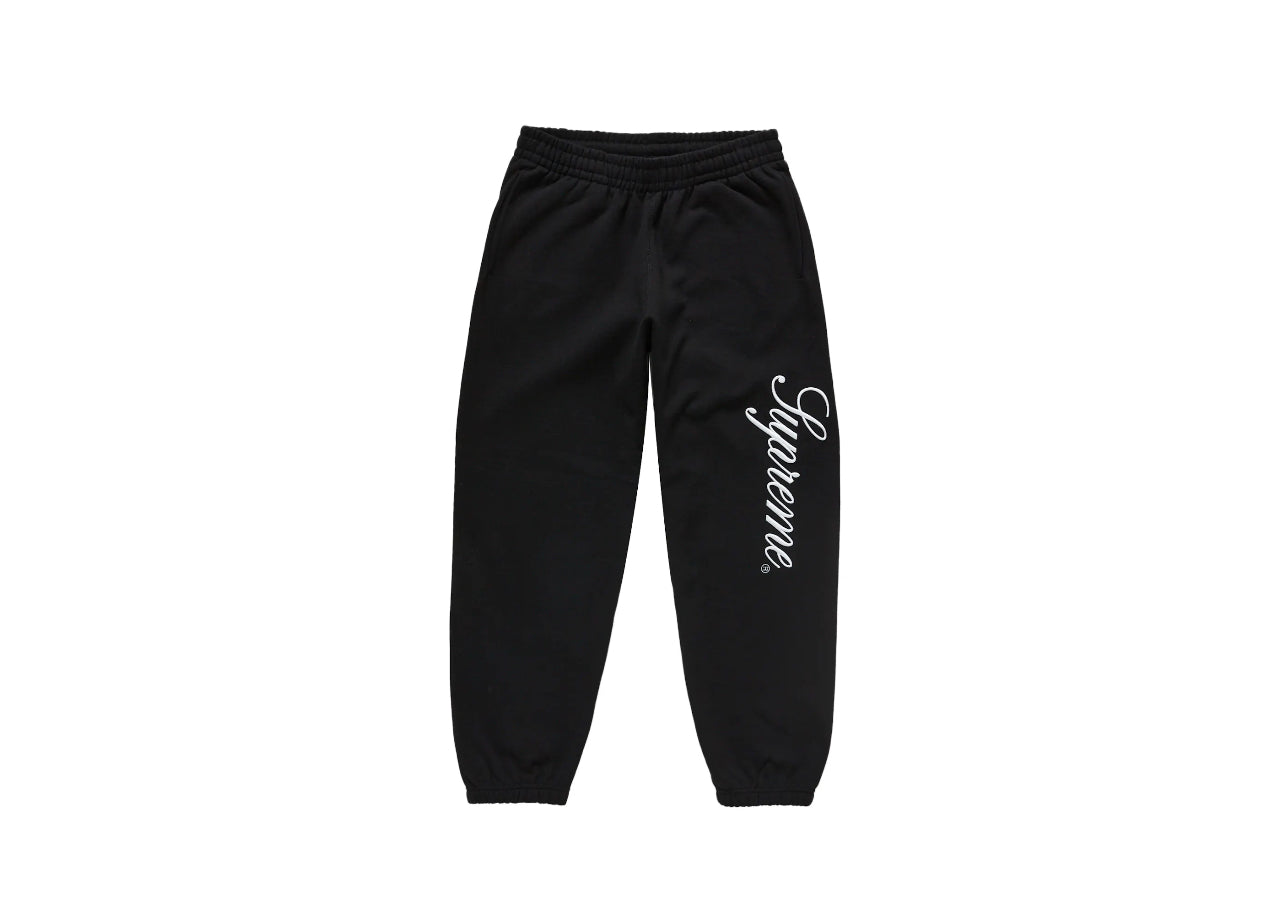 Supreme Embroidered Script Sweatpants Black