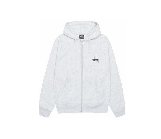 Stussy Basic Script Zip Up Hoodie Ash Heather