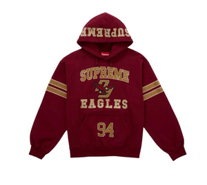 Supreme Rhinestone Eagle Hooded Sweatshirt Red