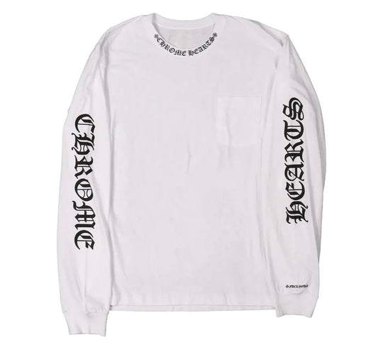 Chrome Hearts Neck Logo L/S Pocket Tee White