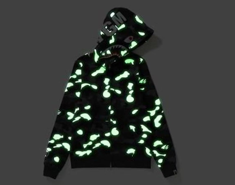Bape City Camo Shark WGM Full Zip Hoodie Black