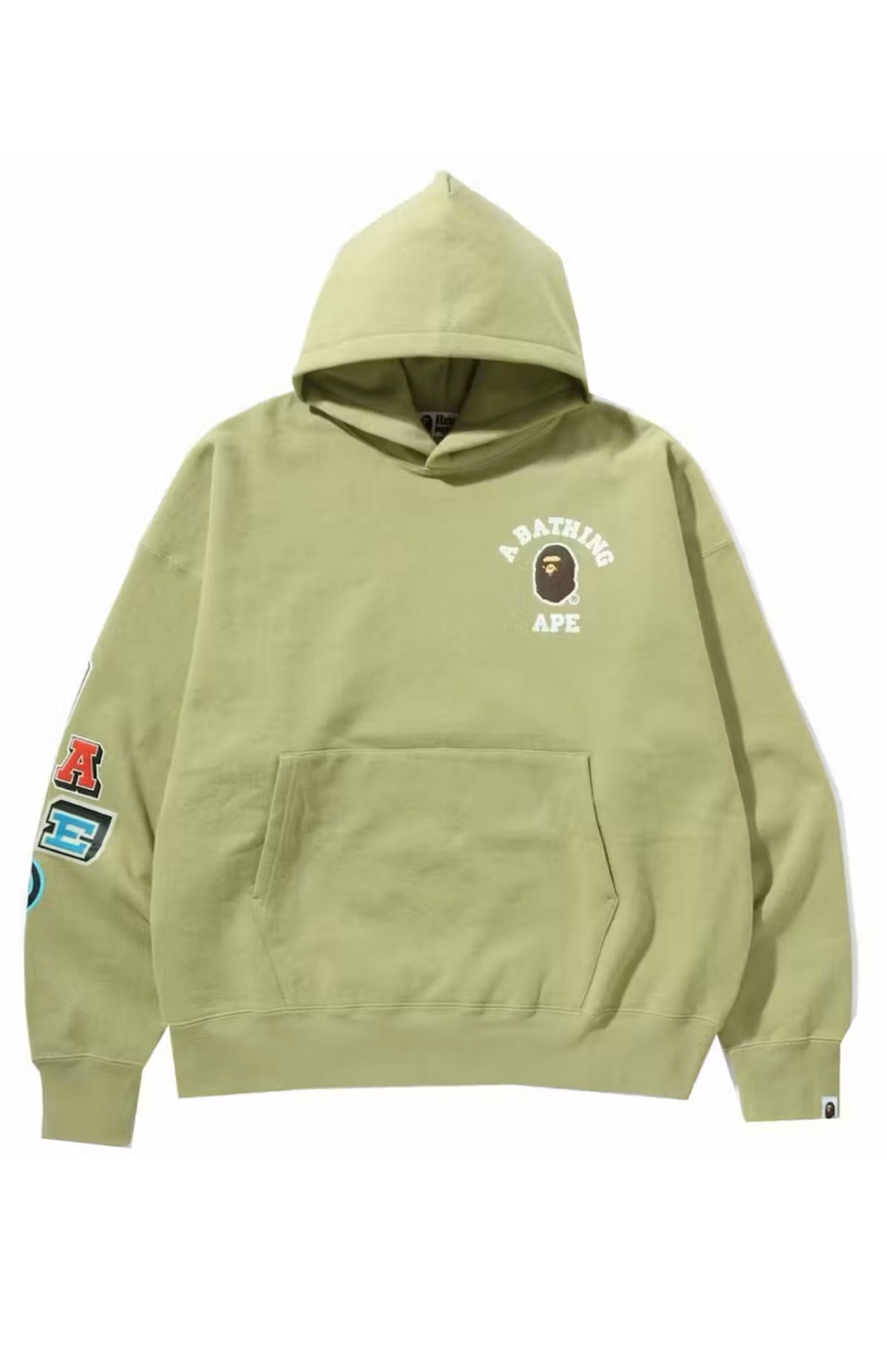 BAPE Multi Fonts Loose Fit Pullover Hoodie Beige