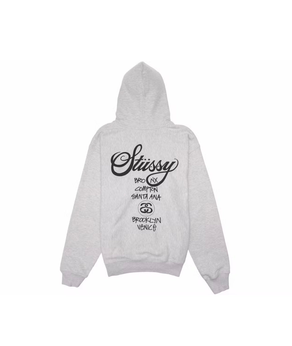 Stussy Wolrd Tour Zip Hoodie Ash Heather