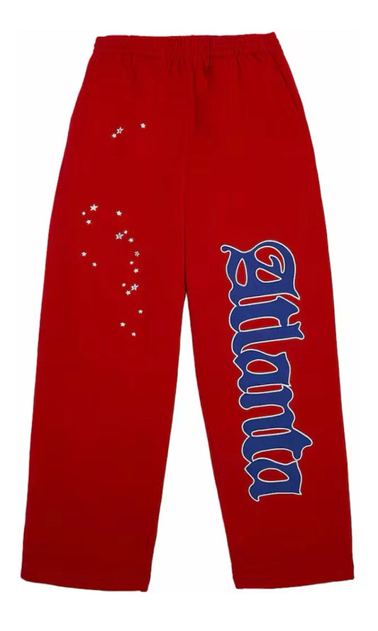 Sp5der Atlanta Open Leg Sweatpants Red