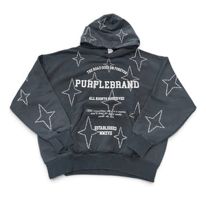 Purple Brand Stacked Crystal Stars Hoodie Black
