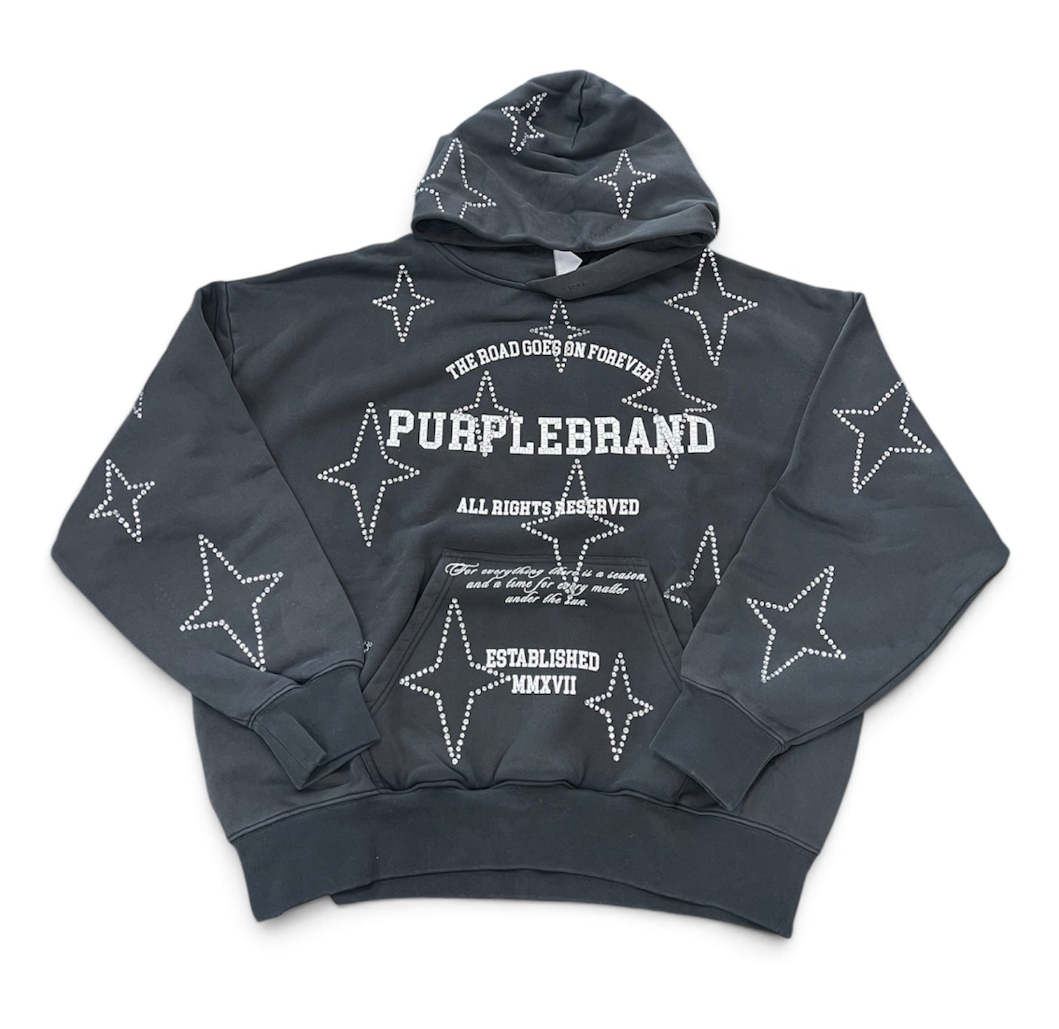 Purple Brand Stacked Crystal Stars Hoodie Black