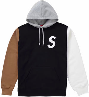 Pre-Owned Supreme S Logo Colorblocked Hooded Sweatshirt Black