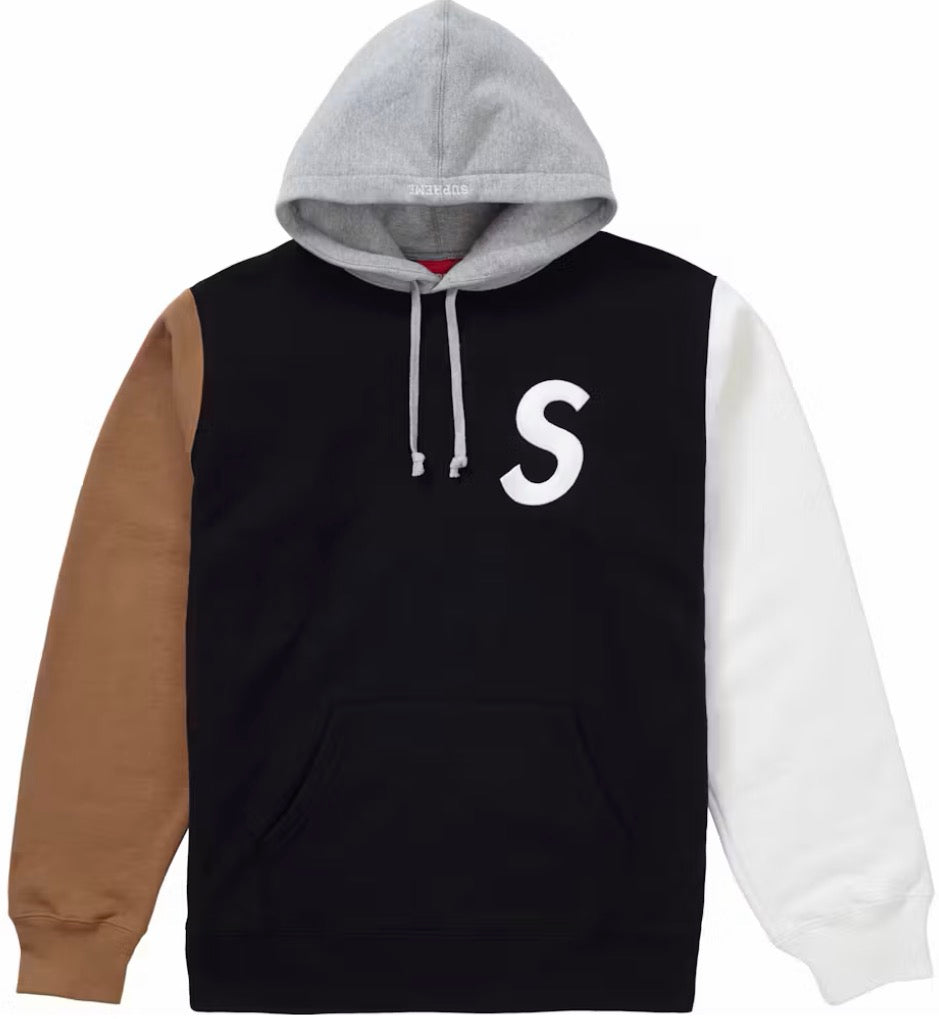 Pre-Owned Supreme S Logo Colorblocked Hooded Sweatshirt Black