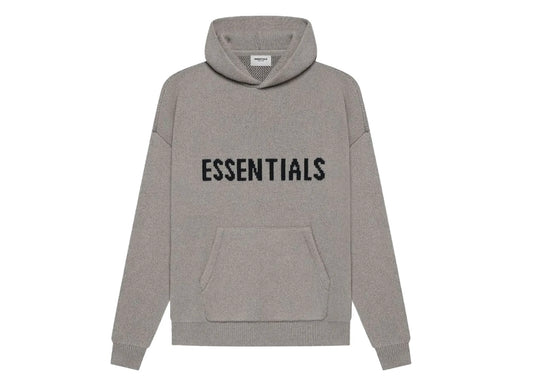 Fear of God Essentials Knit Pullover Hoodie Dark Heather Oatmeal