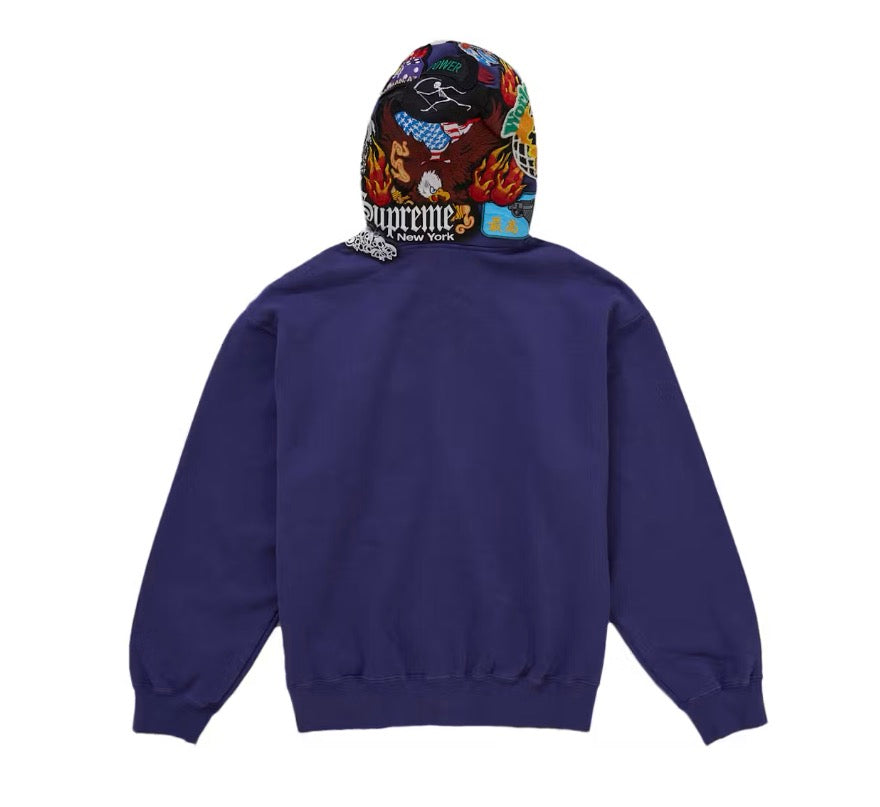 Supreme Patches Zip Up Hooded Sweatshirt Royal