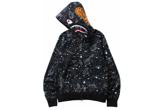 Bape Space Camo Shark WGM Full Zip Hoodie Black