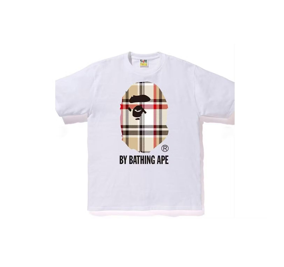 Bape A Bathing Ape Check By Bathing Tee White/Beige