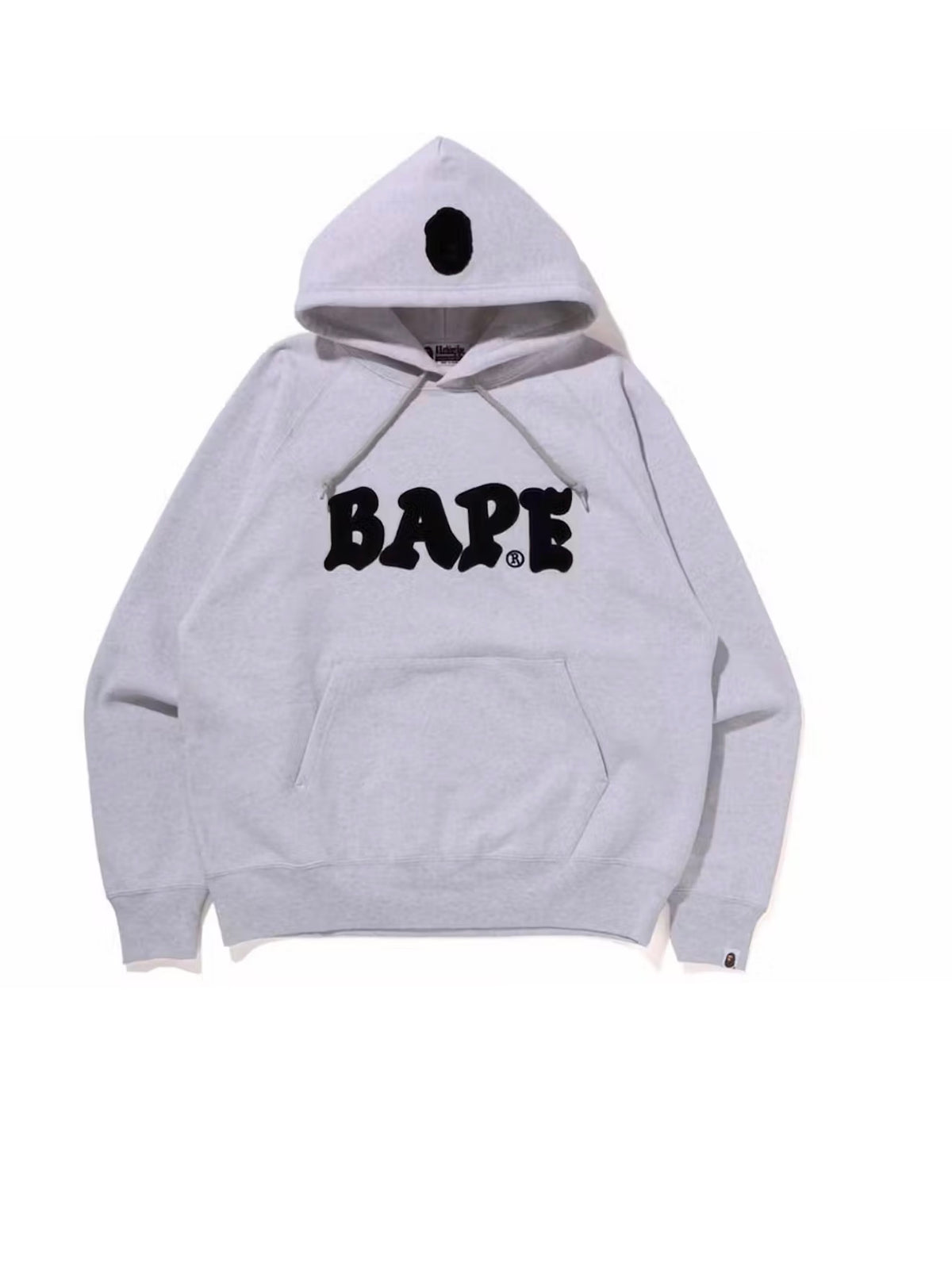 BAPE Logo Relaxed Fit Pullover Hoodie Grey