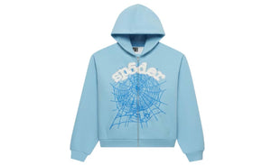 Sp5der OG Web Zip Up Hoodie SS26 Sky Blue