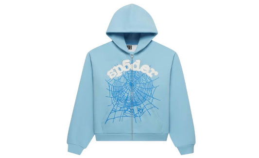 Sp5der OG Web Zip Up Hoodie SS26 Sky Blue