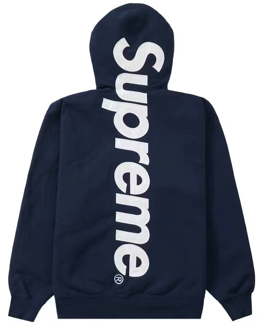 Supreme Satin Appliqué Hoodie Navy