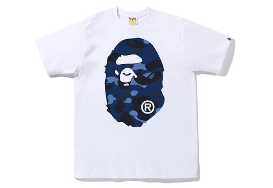 Bape Color Camo Big Ape Head Tee White Blue
