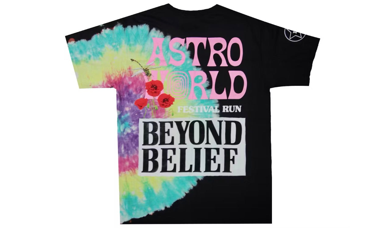 Travis Scott Astroworld Festival Run Tie Dye Tee Black