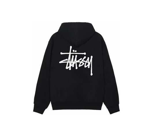 Stussy Basic Script Zip Up Hoodie Black