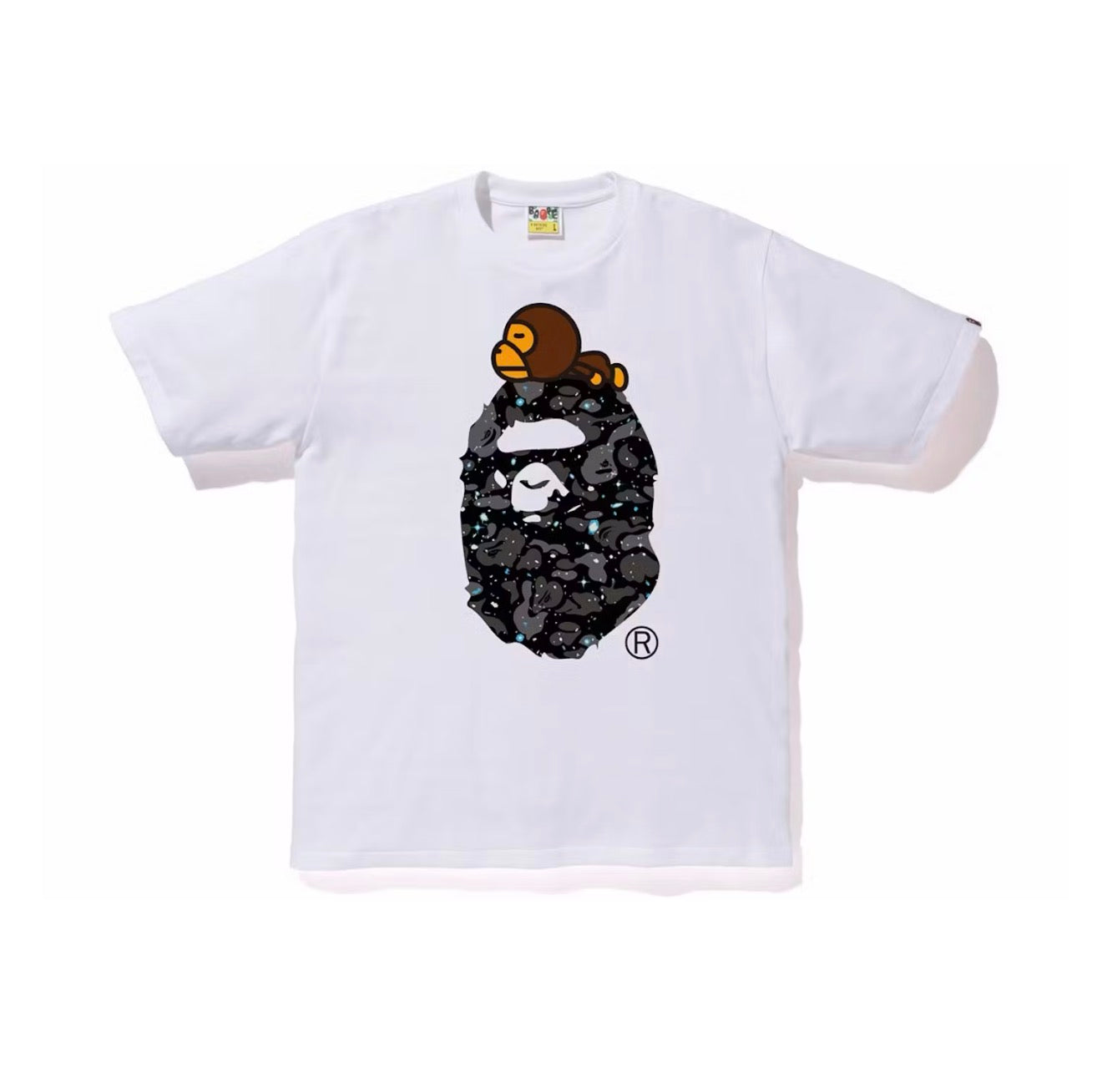 Bape Space Camo Milo On Big Ape Tee White