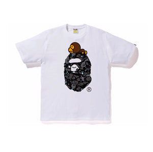 Bape Space Camo Milo On Big Ape Tee White