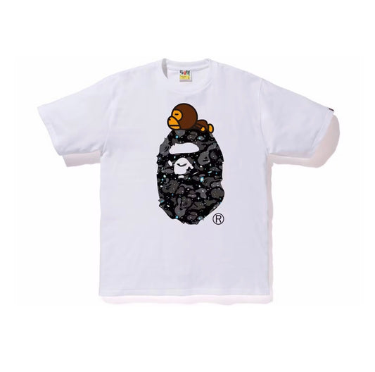 Bape Space Camo Milo On Big Ape Tee White