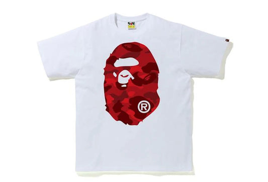 Bape Color Camo Big Ape Head Tee White Red