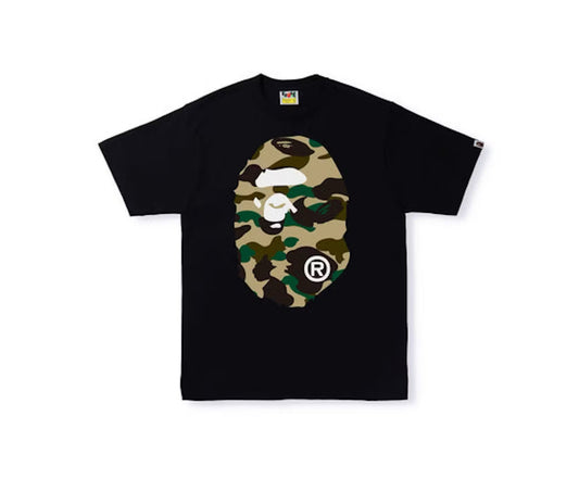 Bape 1st Camo Big Ape Head Tee Black Yellow