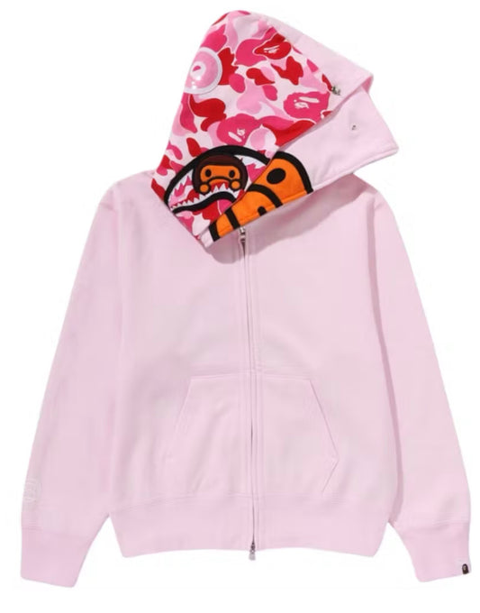 BAPE Women's Milo Shark Full Zip
Double Hoodie Pink