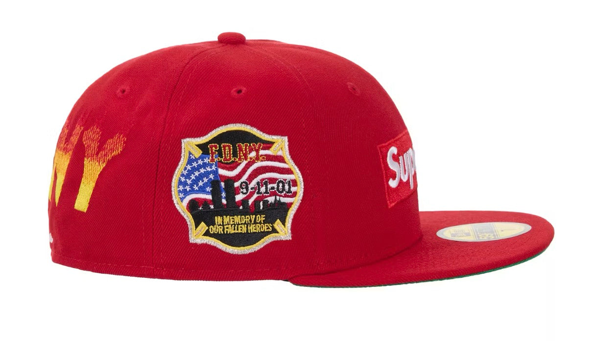 Supreme FDNY Box Logo New Era 59Fifty Fitted Cap Red