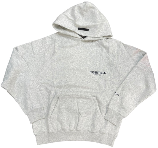 Fear of God Essentials Chest Logo Hoodie Light Heather Oatmeal
