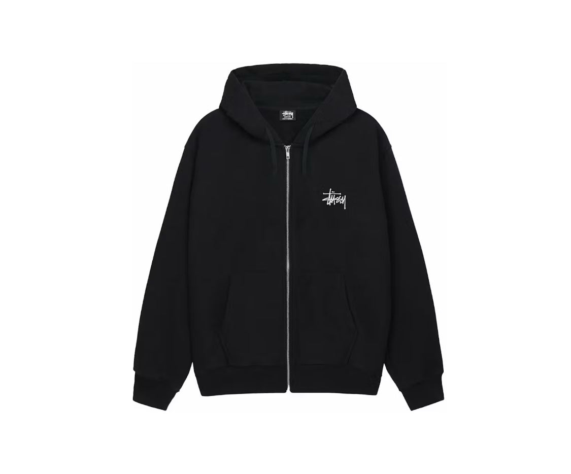 Stussy Basic Script Zip Up Hoodie Black