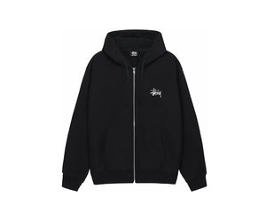 Stussy Basic Script Zip Up Hoodie Black