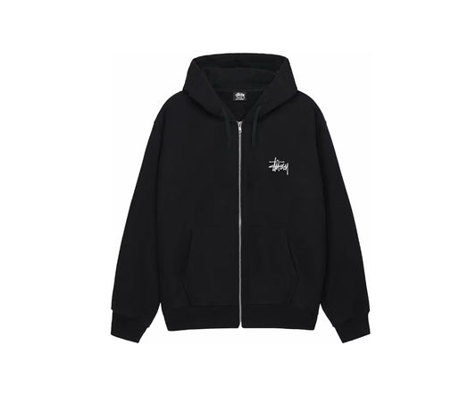 Stussy Basic Script Zip Up Hoodie Black