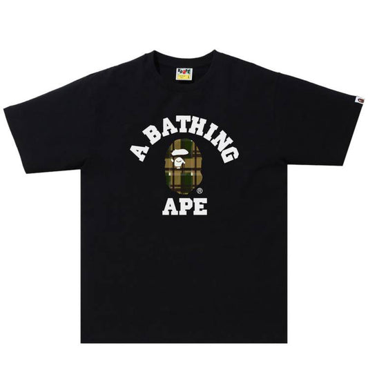 Bape Check College Tee Black/Olivedrab