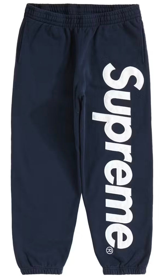 Supreme Satin Appliqué Sweatpants Navy
