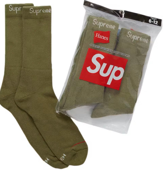 Supreme Hanes Socks Green(4 Pack)