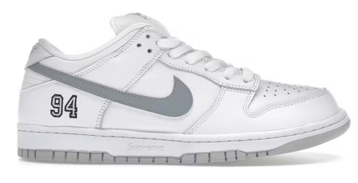 Nike SB Dunk Low Supreme 94 White Metallic Silver (Men’s)