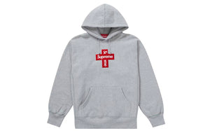 Supreme Cross Box Logo Hooded Sweatshirt Heather Grey