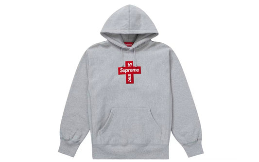 Supreme Cross Box Logo Hooded Sweatshirt Heather Grey