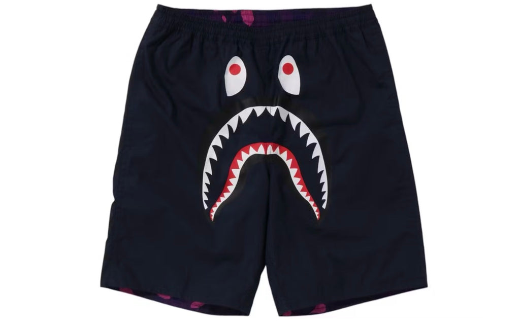 Bape Color Camo Shark Reversible Shorts Purple Navy