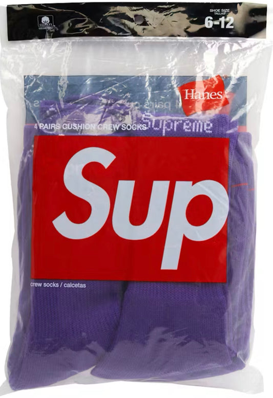 Supreme Hanes Socks Purple(4 Pack)
